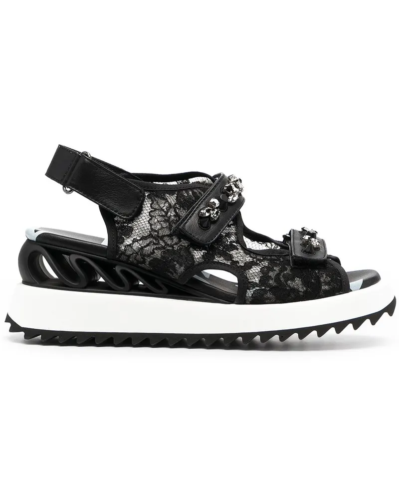 Le Silla Bestickte Sandalen - Schwarz Schwarz
