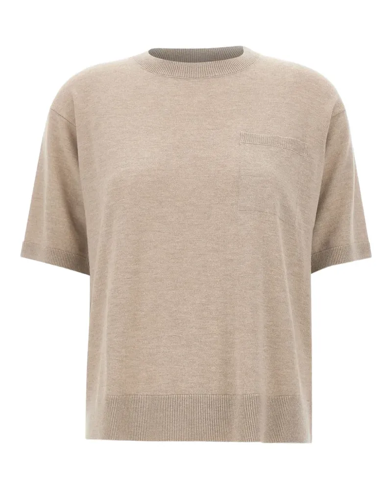 Max Mara Max Mara Kurzärmeliger Pullover mit Brusttasche - Nude Nude