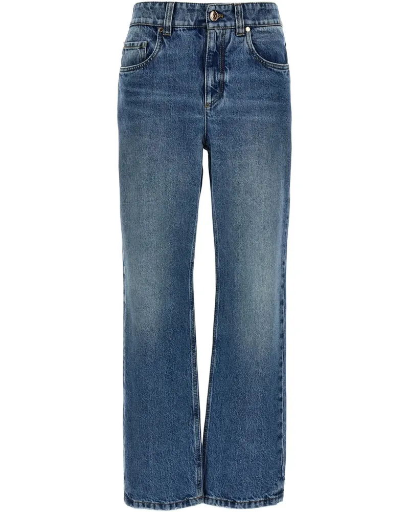 Brunello Cucinelli Gerade Jeans mit Monili-Detail - Blau Blau