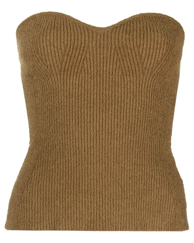 WARDROBE.NYC Geripptes Bandeau-Top - Braun Braun