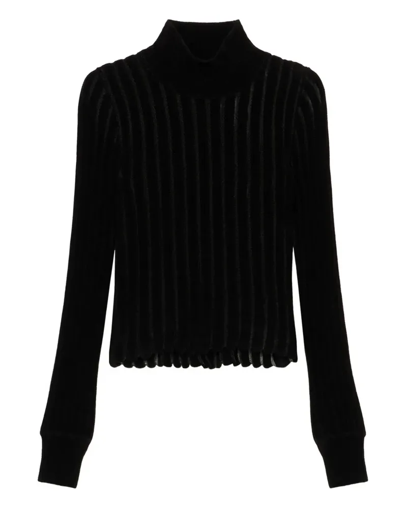 Blumarine Gerippter Rollkragenpullover - Schwarz Schwarz