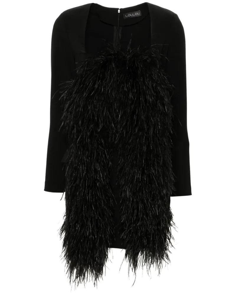LOULOU Minikleid mit Federbesatz - Schwarz Schwarz