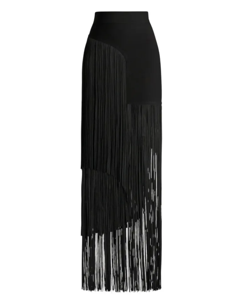 Hervé Léger asymmetric fringed skirt - Schwarz Schwarz