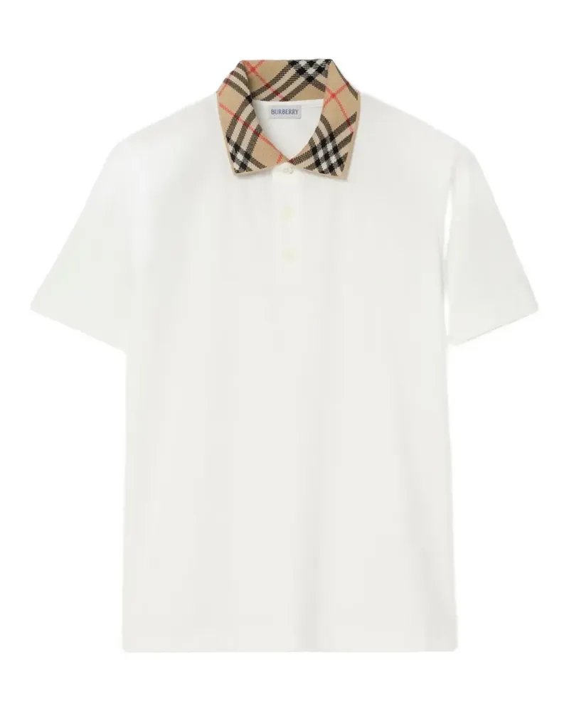 Burberry Poloshirt mit kariertem Kragen - Weiß Weiß