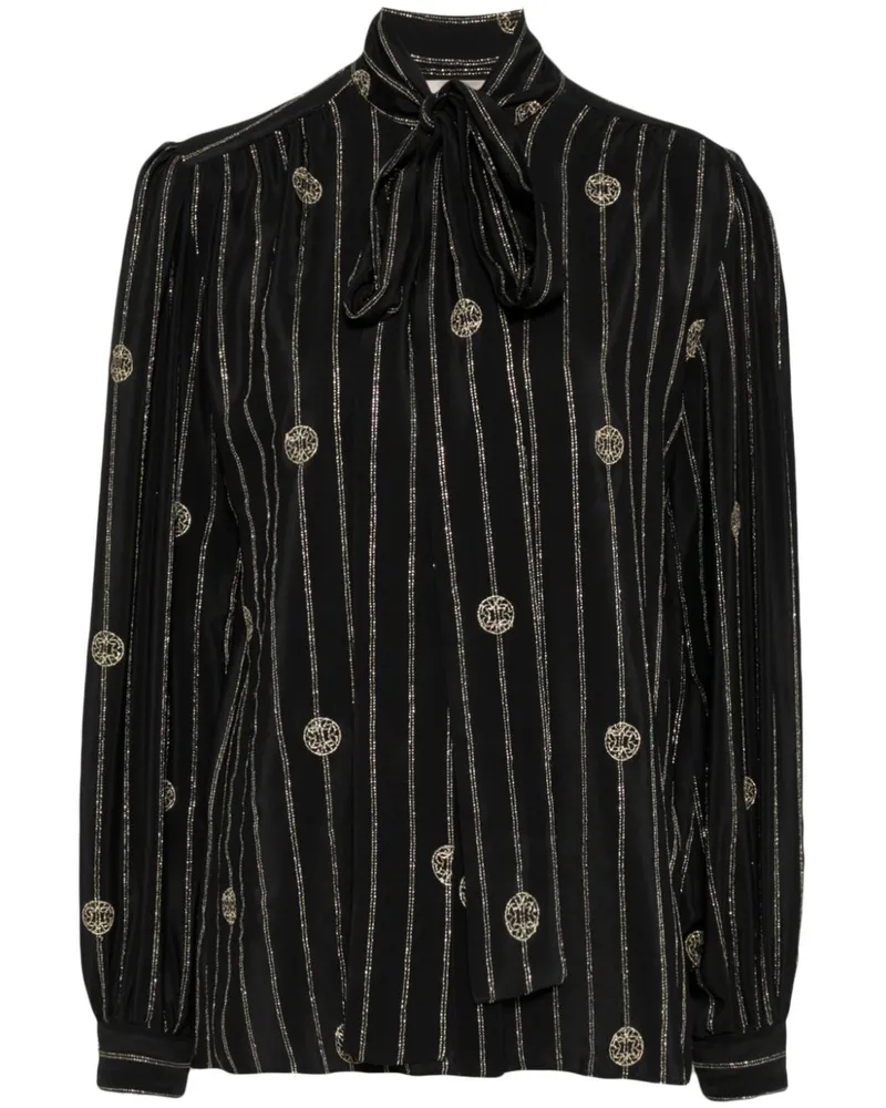 Elie Saab Hemd mit Metallic-Nadelstreifen - Schwarz Schwarz