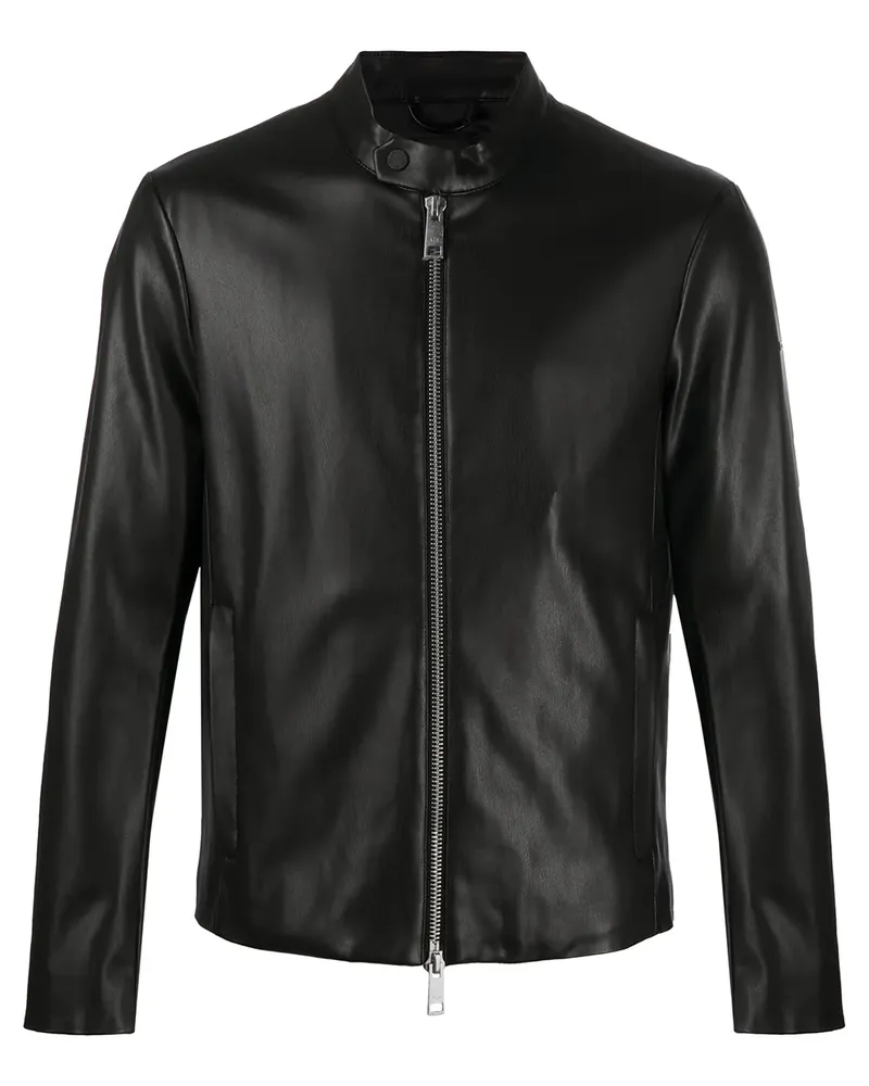 Armani Exchange Bomberjacke im Leder-Look - Schwarz Schwarz