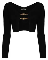 Elisabetta Franchi Cropped-Cardigan mit Logo Schwarz