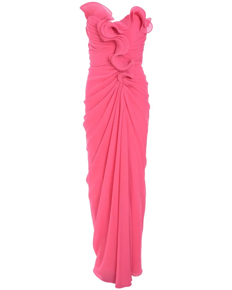 Badgley Mischka Abendkleid mit Rüschen - Rosa Rosa