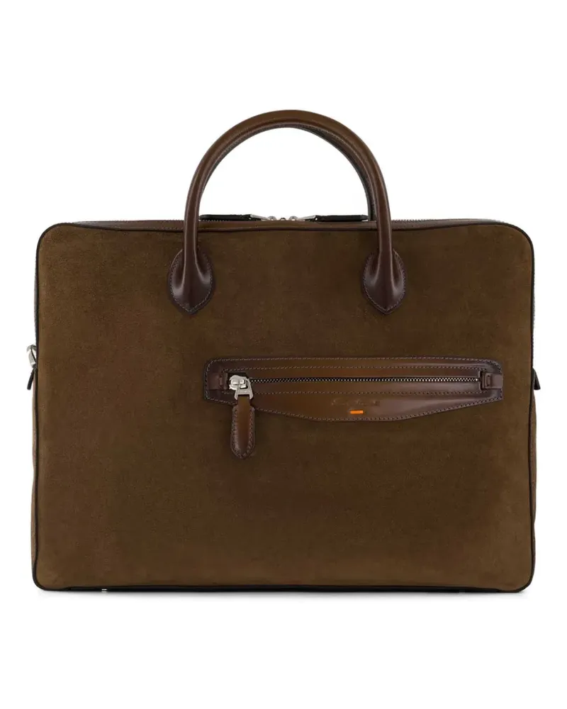 Santoni top-handles suede tote bag - Braun Braun