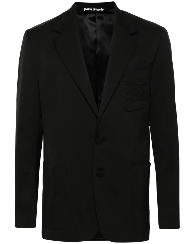 Palm Angels Einreihiges Twill-Sakko - Schwarz Schwarz