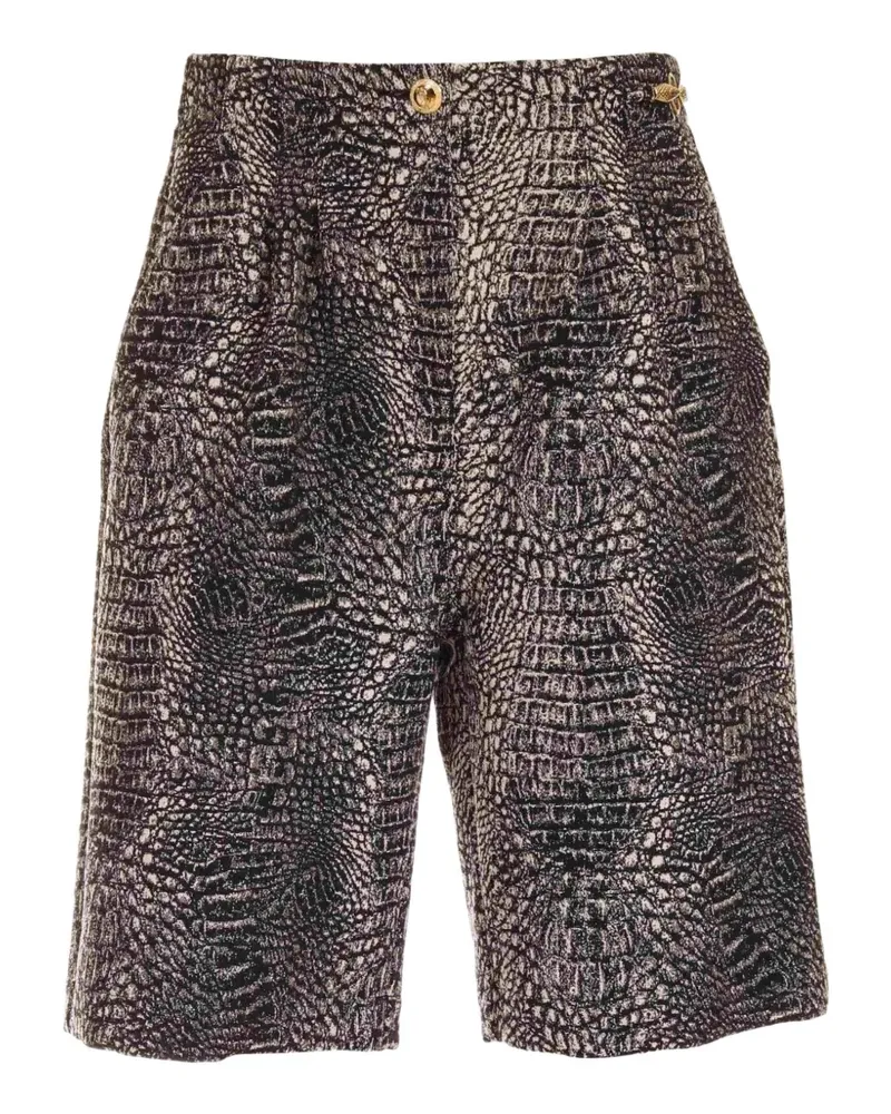 Just Cavalli crocodile-effect high-waisted shorts - Schwarz Schwarz