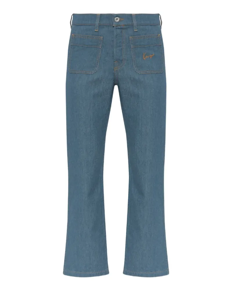 Kenzo logo-embroidered patch-pocket jeans - Blau Blau