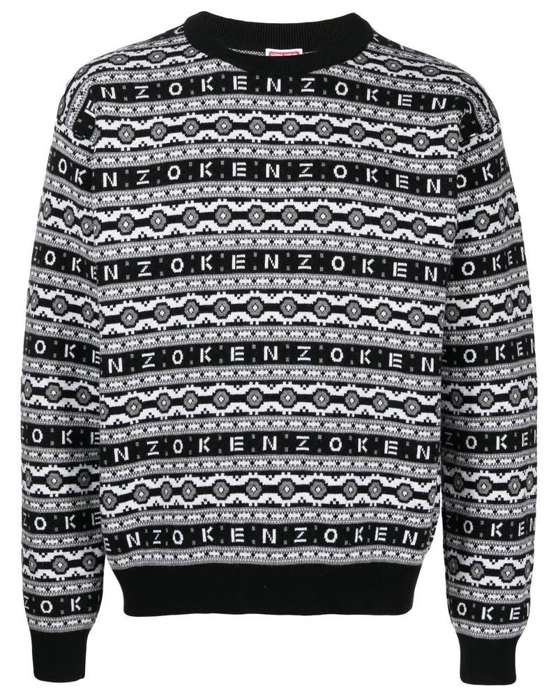 Kenzo Pullover mit Jacquard-Logo - Schwarz Schwarz