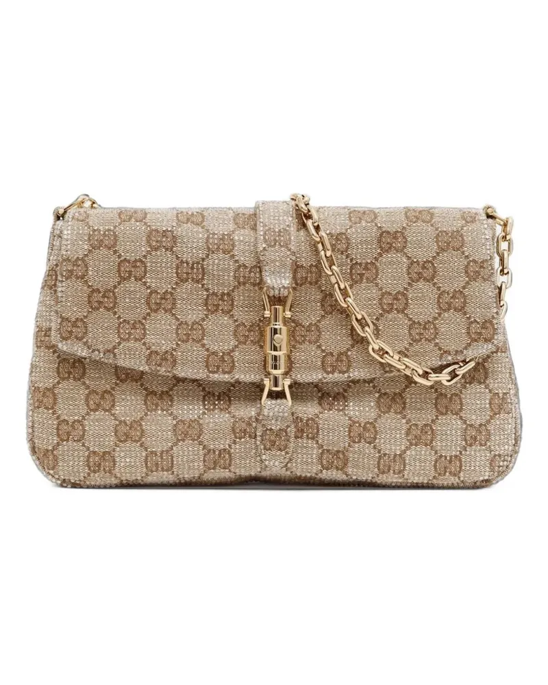 Gucci Jackie GG Supreme crystal shoulder bag - Nude Nude
