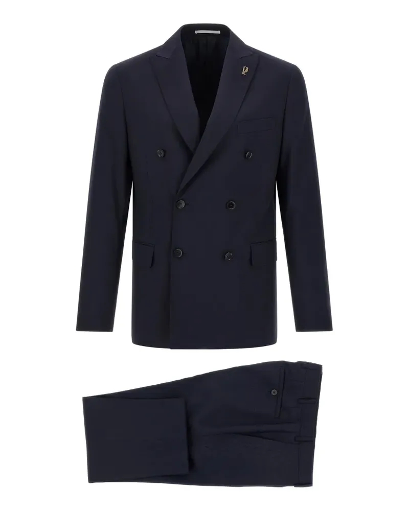 Pal Zileri Lord double-breasted metal brooch suit - Blau Blau