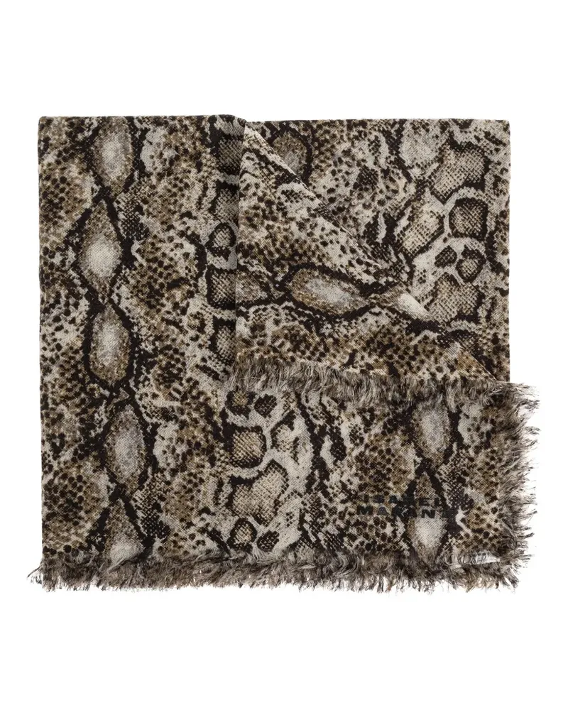 Isabel Marant Fransenschal mit Schlangenleder-Print - Schwarz Schwarz