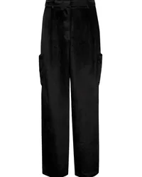 Loulou Studio Cargohose mit weitem Bein Schwarz