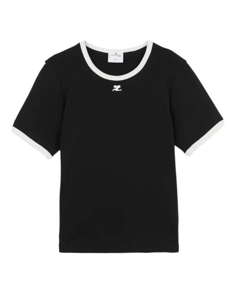 Courrèges logo-embroidered T-shirt - Schwarz Schwarz