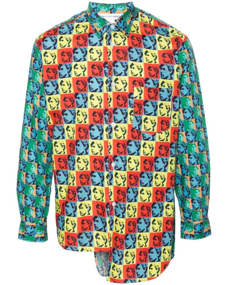 Comme des Garçons Asymmetrisches Hemd mit Andy-Warhol-Print - Blau Blau