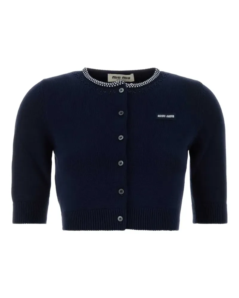 Miu Miu logo-patch cardigan - Blau Blau