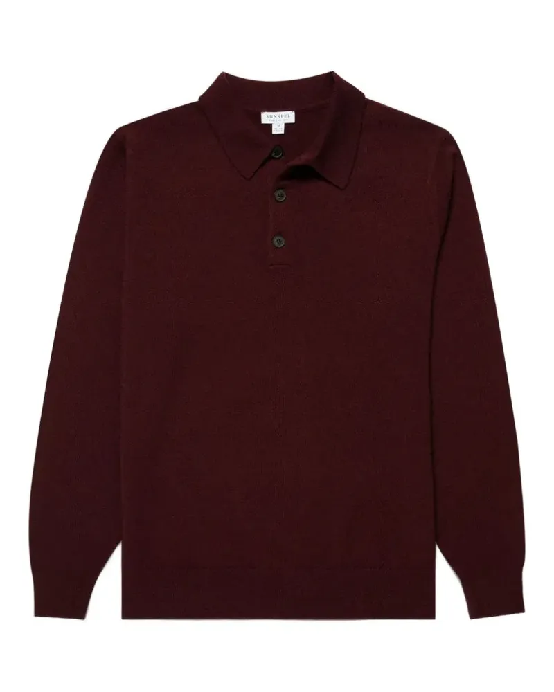Sunspel Gestricktes Poloshirt aus Kaschmir - Rot Rot
