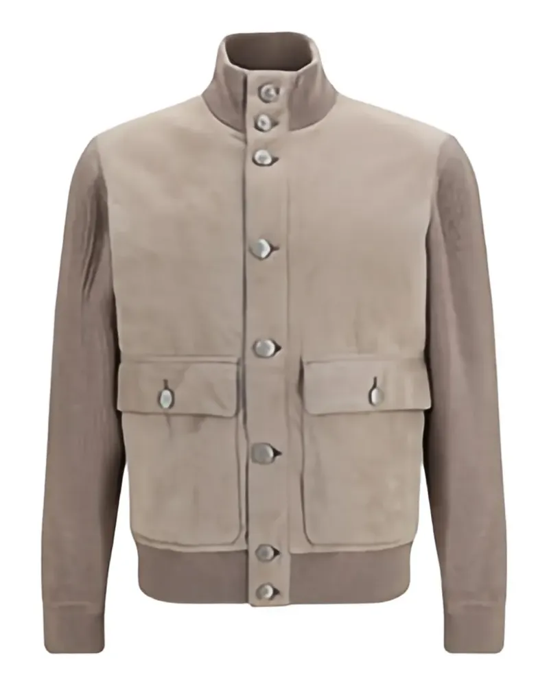 Brunello Cucinelli high-neck suede jacket - Braun Braun