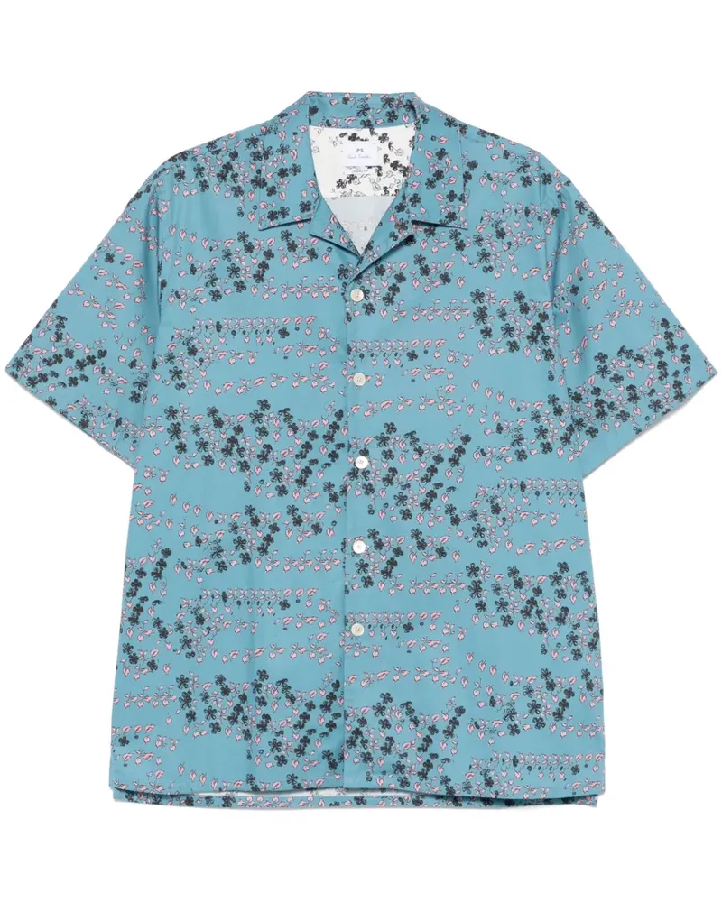 Paul Smith Kurzärmeliges Hemd mit Jasmine-Print - Blau Blau