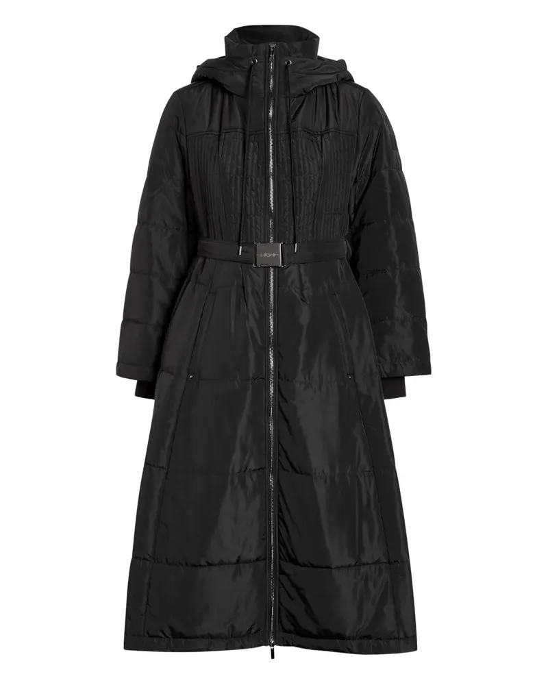 HIGH belted puffer coat - Schwarz Schwarz