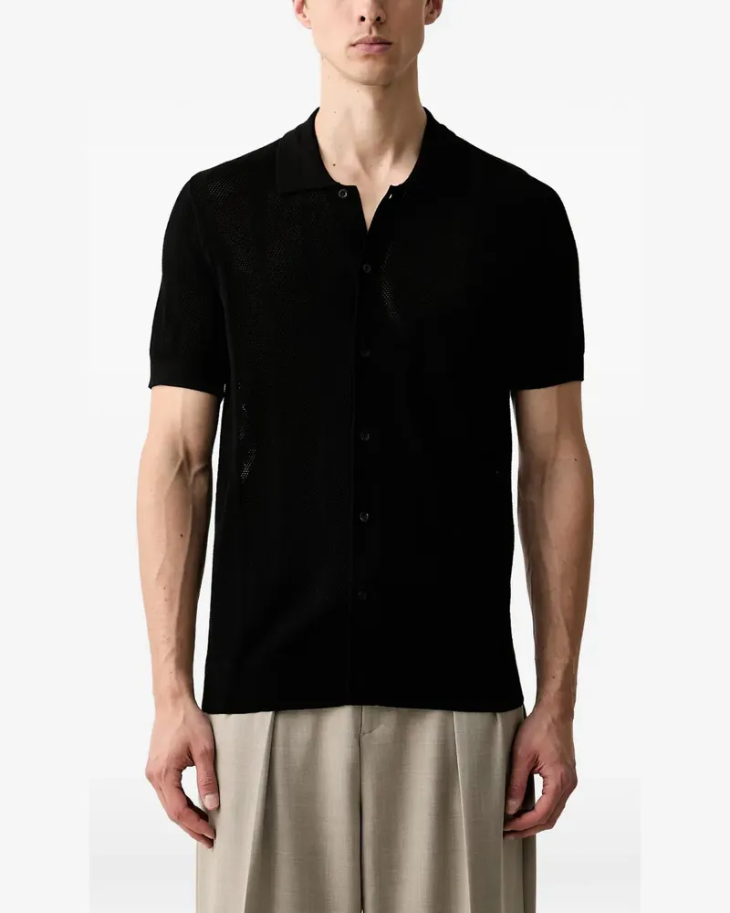 Karl Lagerfeld perforated button-up polo shirt - Schwarz Schwarz