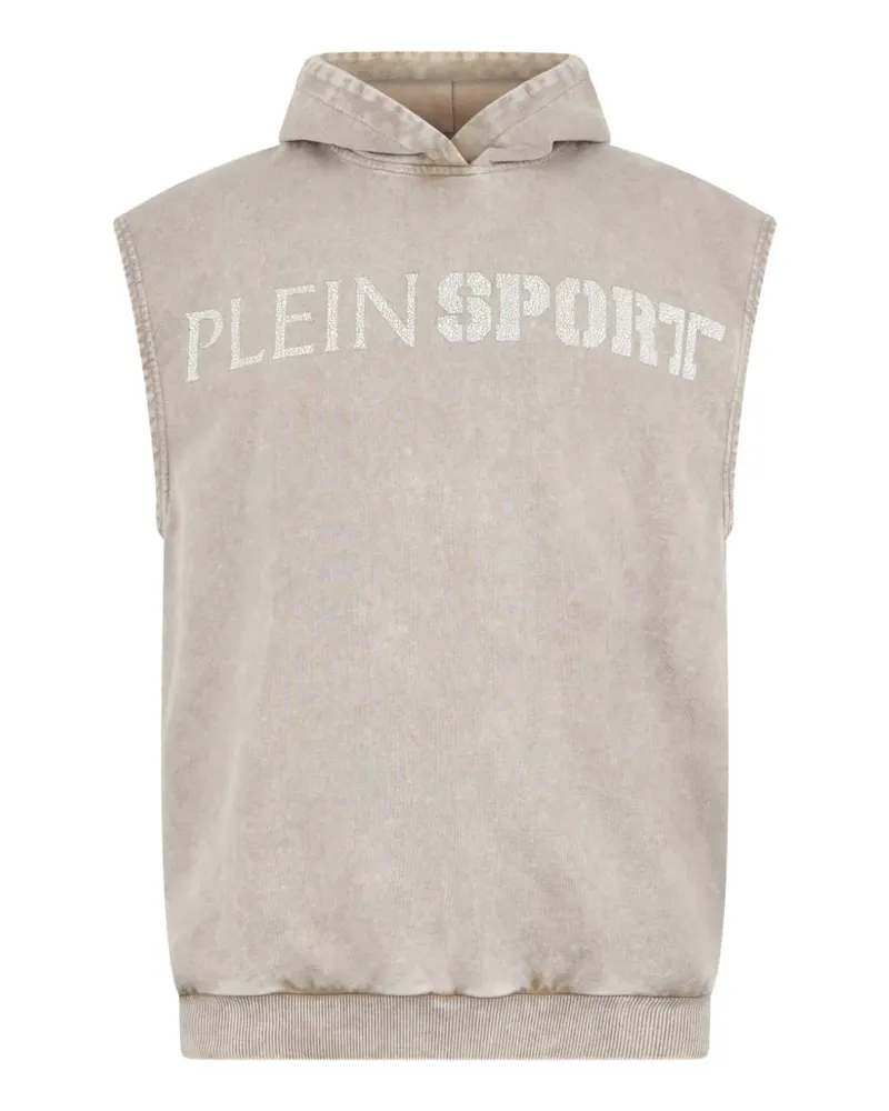 Philipp Plein crackle-effect sleeveless hoodie - Nude Nude