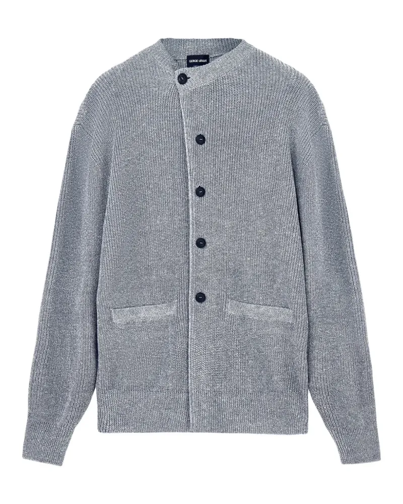 Giorgio Armani Gerippter Cardigan mit versetztem Verschluss - Grau Grau