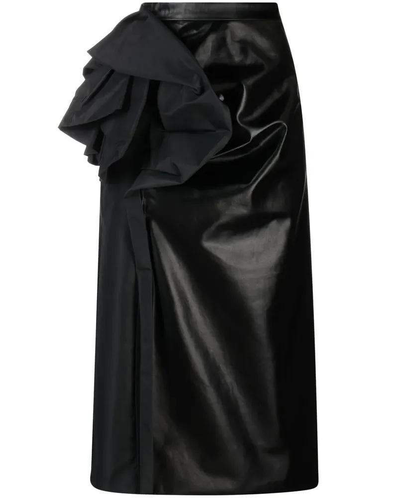 Maison Margiela Drapierter Midirock aus Faux-Leder - Schwarz Schwarz