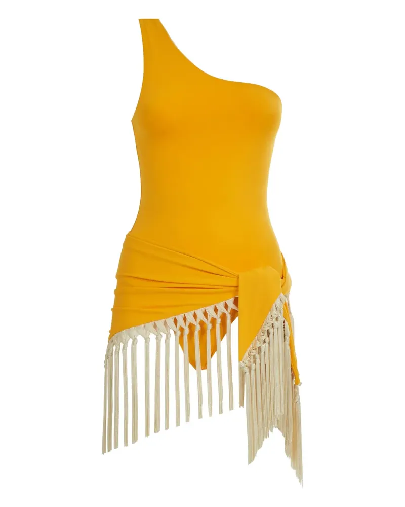 Taller Marmo Yacare One-Shoulder-Badeanzug mit Fransen - Gelb Gelb