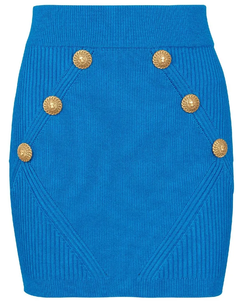 Balmain Gestrickter Minirock Blau