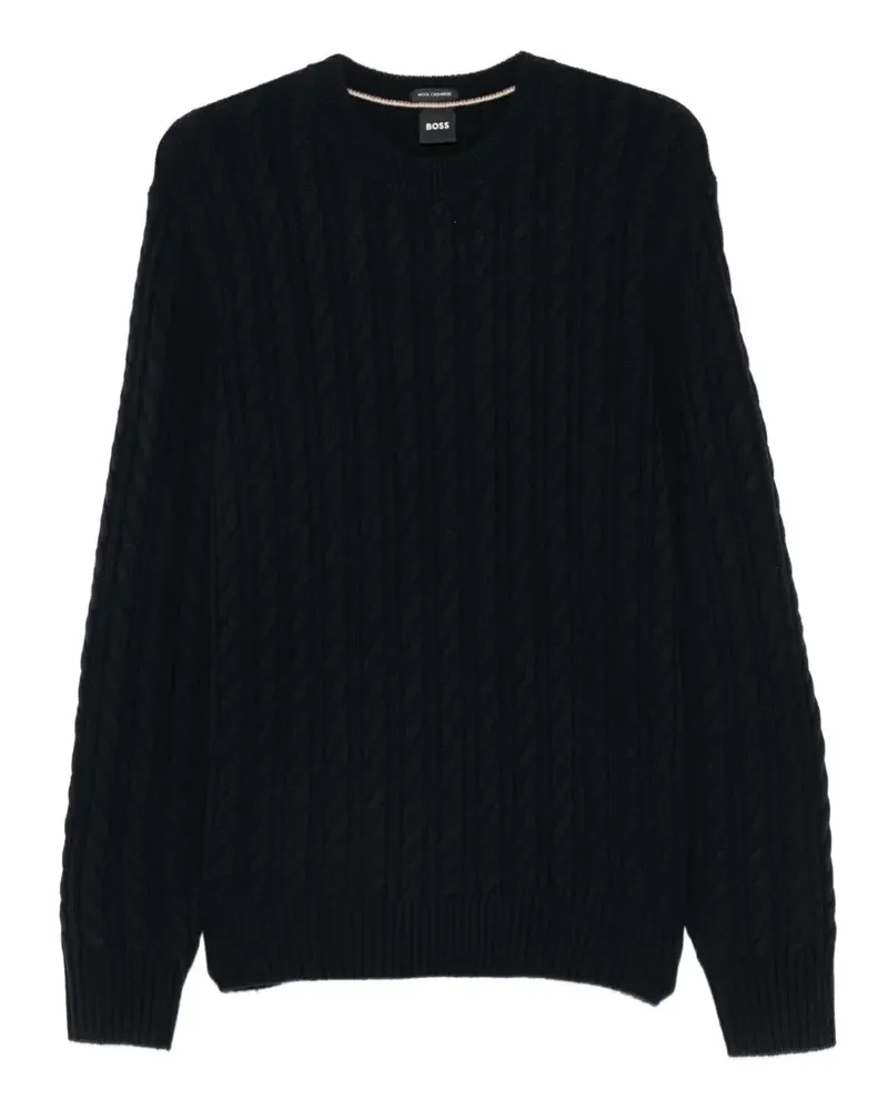 HUGO BOSS Pullover mit Zopfmuster - Blau Blau