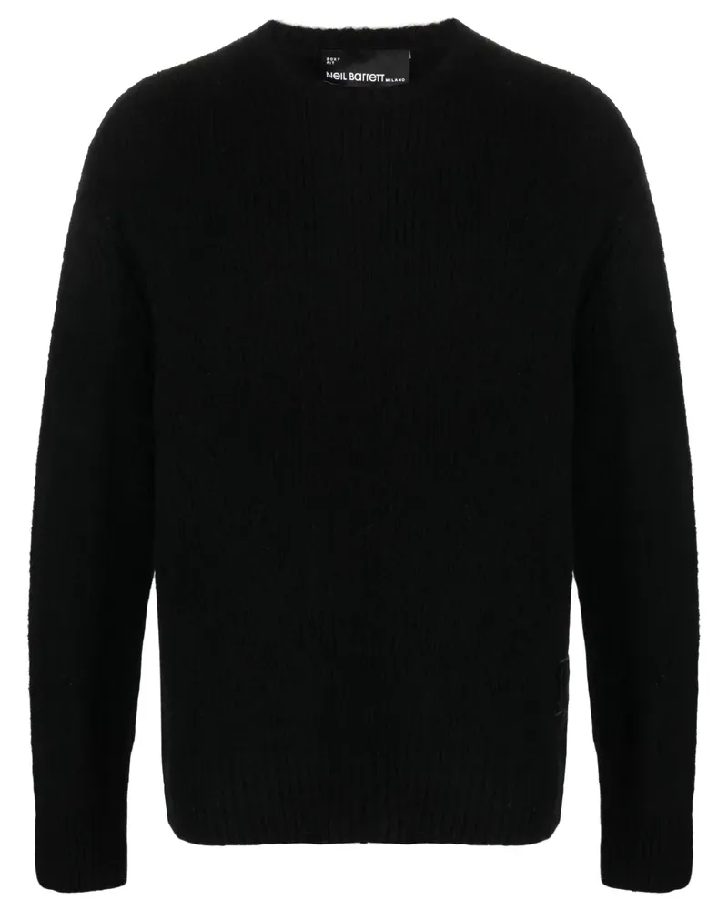 Neil Barrett Grob gestrickter Pullover mit Logo-Stickerei - Schwarz Schwarz
