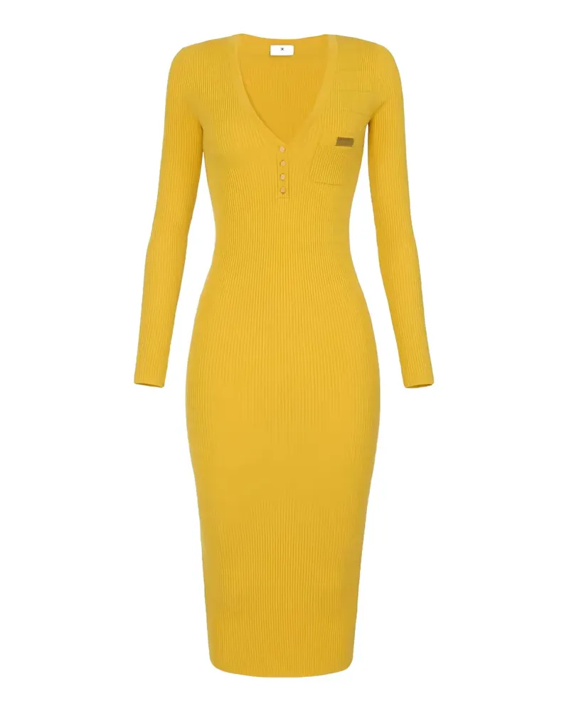 Elisabetta Franchi Midikleid mit V-Ausschnitt - Gelb Gelb