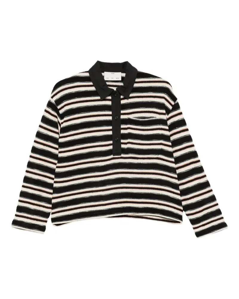 Song For The Mute Gestreiftes Strick-Poloshirt - Schwarz Schwarz