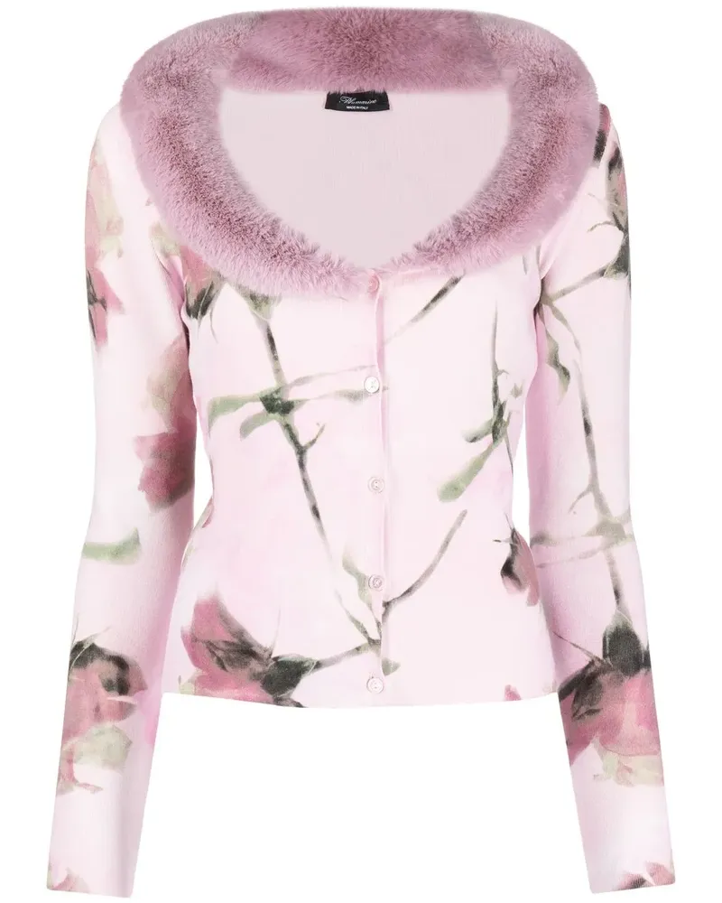Blumarine Cardigan mit Rosen-Print - Rosa Rosa