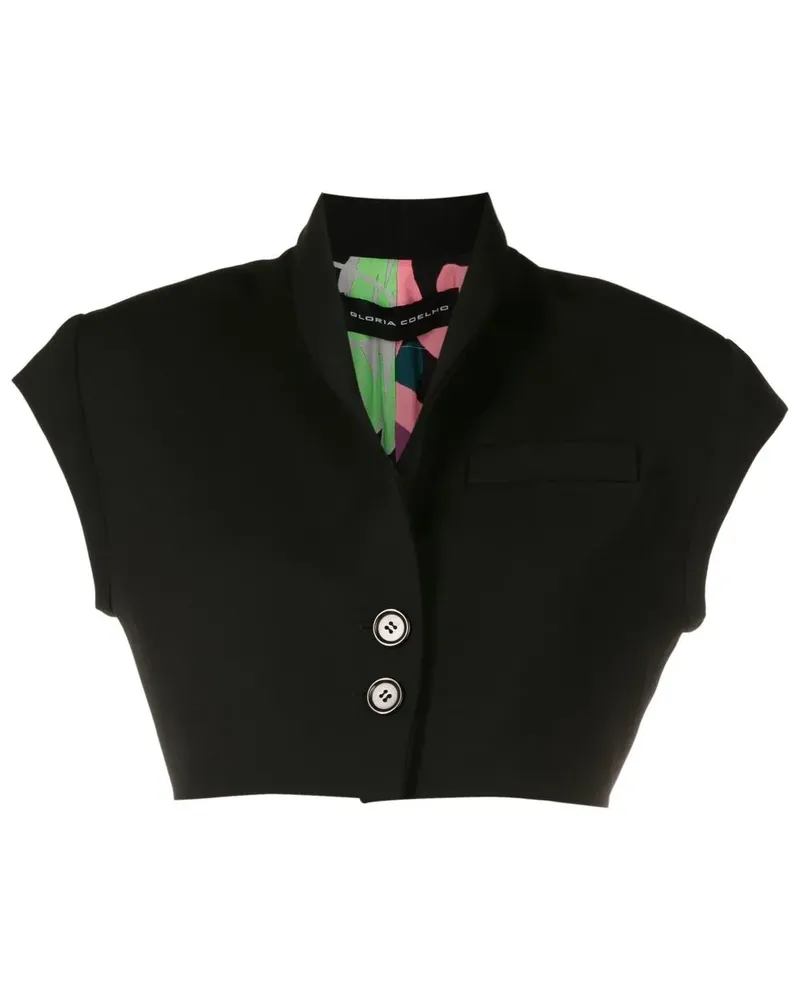 Gloria Coelho Cropped-Jacke mit Print - Schwarz Schwarz
