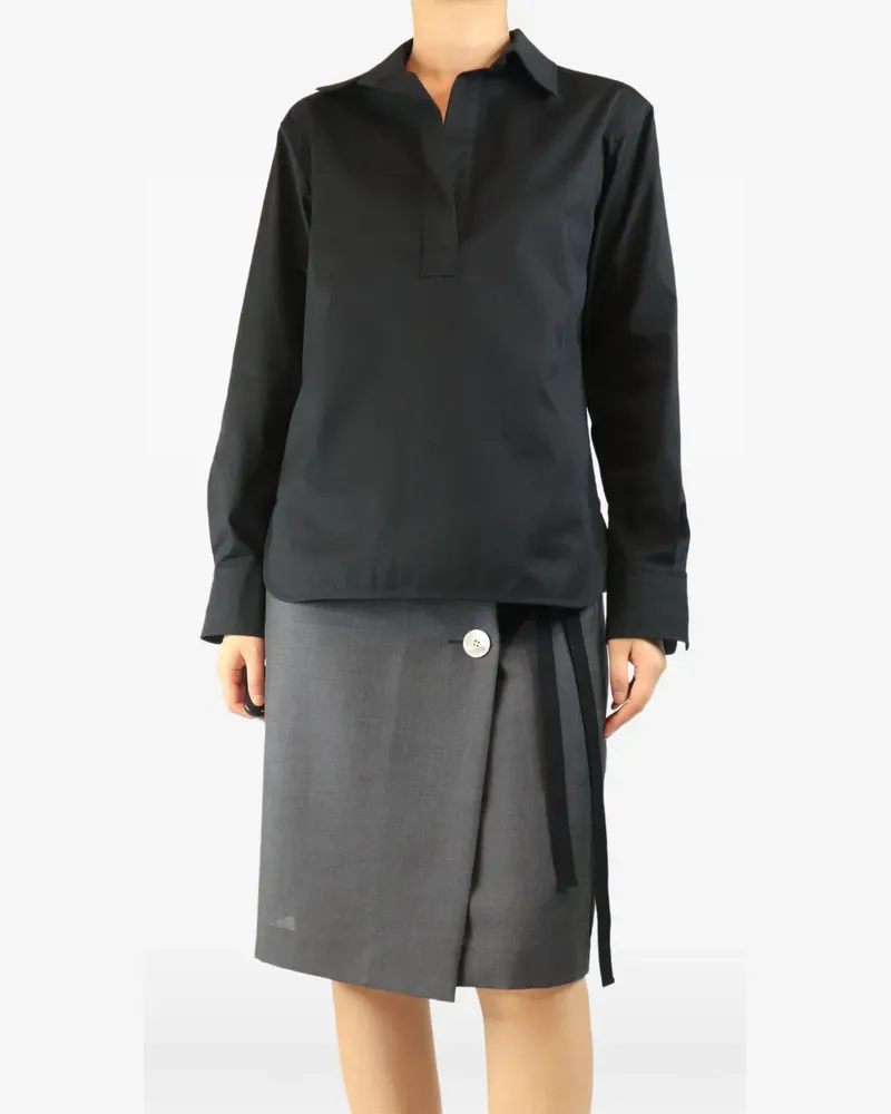 Max Mara V-neck long-sleeve shirt - Schwarz Schwarz