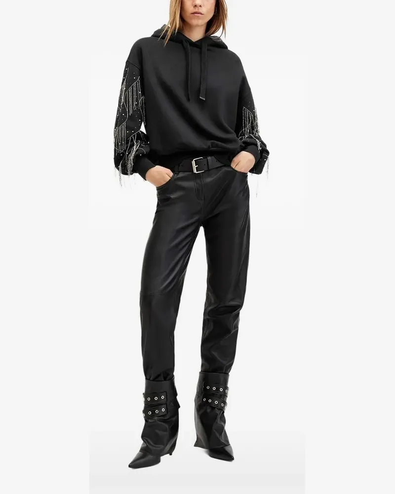 AllSaints Hoodie mit Fransen - Schwarz Schwarz