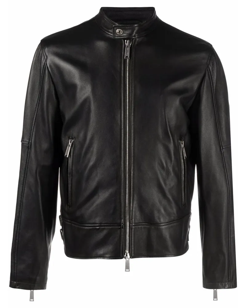 Dsquared2 Lederjacke mit Reißverschluss - Schwarz Schwarz