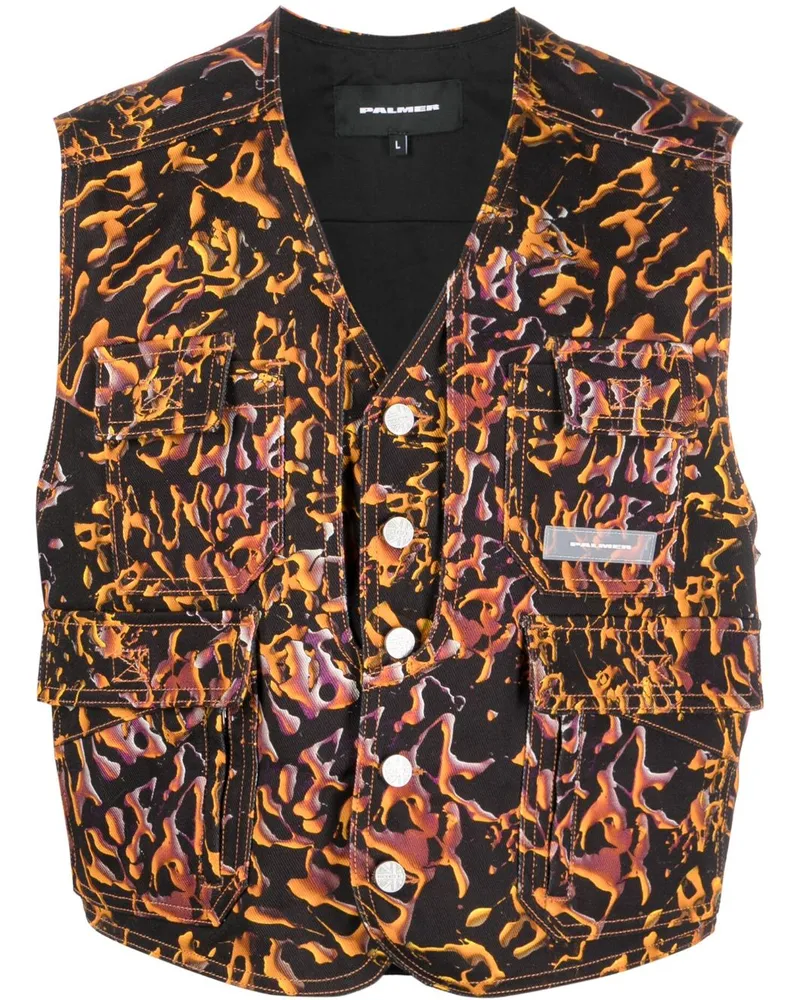 Palmer Weste mit abstraktem Print - Schwarz Schwarz
