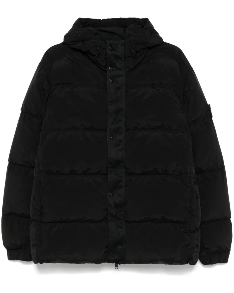 Stone Island Gefütterte Kapuzenjacke - Schwarz Schwarz