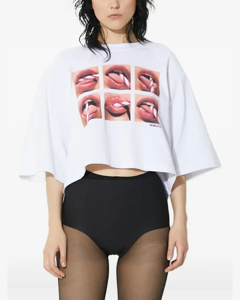 Fiorucci T-Shirt mit grafischem Print - Weiß Weiß