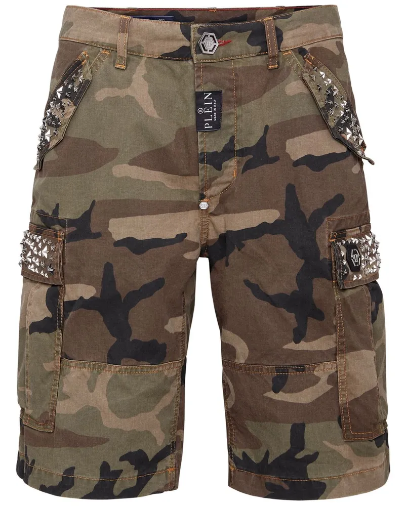 Philipp Plein Cargo-Shorts mit Nieten - Braun Braun