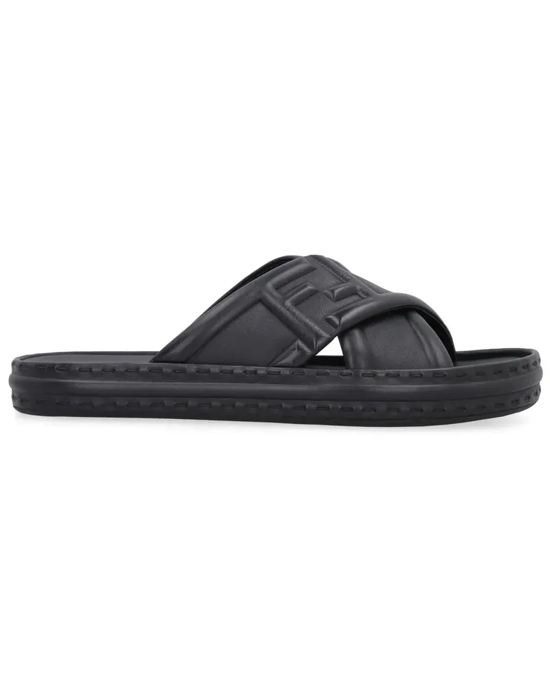 Fendi Pantoletten mit Logo-Prägung - Schwarz Schwarz