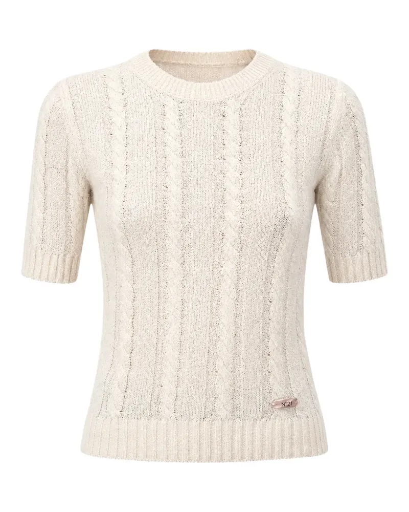 N° 21 Pullover mit Zopfmuster - Nude Nude