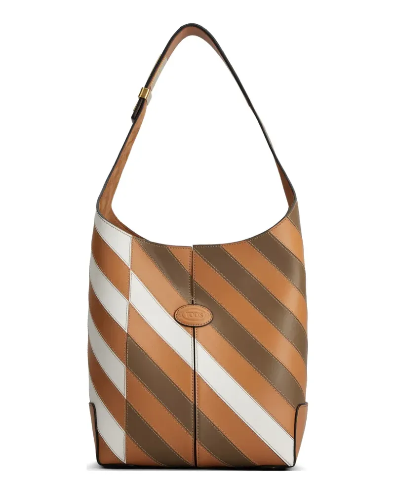 TOD'S Gestreifte Schultertasche - Nude Nude
